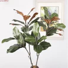 Planta De Magnólia Artificial JUNYUE , 2 Garfos Feitos À Mão , Galho De Árvore Simulado , Plantas Artificiais De 110 Cm