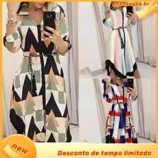 Vestido Longo Feminino Estampado Folgado Casual