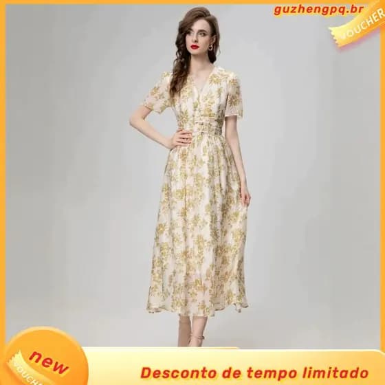 Mulheres E # 39vestido Midi Em Renda Clássica De Algodão , Lin ed , Perfeito Para Igreja , Natal , Ano Novo 39 ; s Eve O