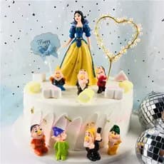 8 Pçs/set Princesa Branca De Neve E Os Sete Anãos Figuras Estatueta Bolo Topper Brinquedo