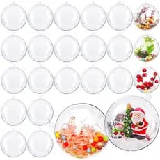 20pcs 3/4/5/6/8/9/10/12cm Bola Transparente Aberta Plástico Ornamento De Natal Pingente Suprimentos Do Pacote De Presentes