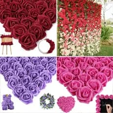 100pcs Cabeças De Flores De Rosas Artificiais 7cm , De Espuma Falsa Sem Haste Para Artesanato Em Casa Bouquets De Casamento No Dia Dos Namorados Noivas Centro De Chuveiro De Noiva Peças De Festa Decorações De Bolo De Fundo