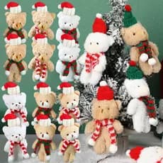 10 Pçs Urso Bonito Boneca De Pelúcia Animal Cachecol Macio Brinquedo Árvore De Natal Bolo Decoração Para Casa DIY Buquê Materiais Ornamento