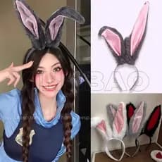 Orelhas De Coelho Peludo Bandana Longo Orelha Hairband Para Mulheres Adultas Traje De Páscoa Headwear Lolita Cosplay Fes