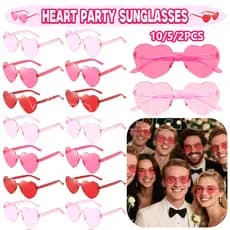10 Pçs Rosa Em Forma De Coração Óculos De Sol Festa Para De Despedida De Solteira Favores Foto Cabine Adereços Celebraçã