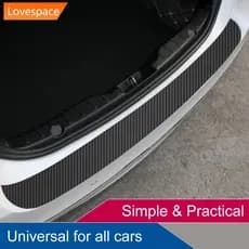 LS-STORE Universal 3D Fibra De Carbono Carro Traseiro Tronco Guarda Placa Adesivo Pára-Choques Guarnição Anti-Chute Tira