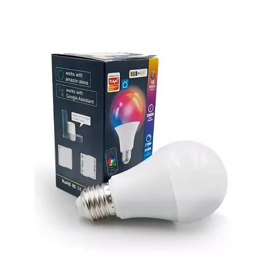 Lâmpada Inteligente 15W RGB WiFi Compatível Smart Life Tuya Alexa Google