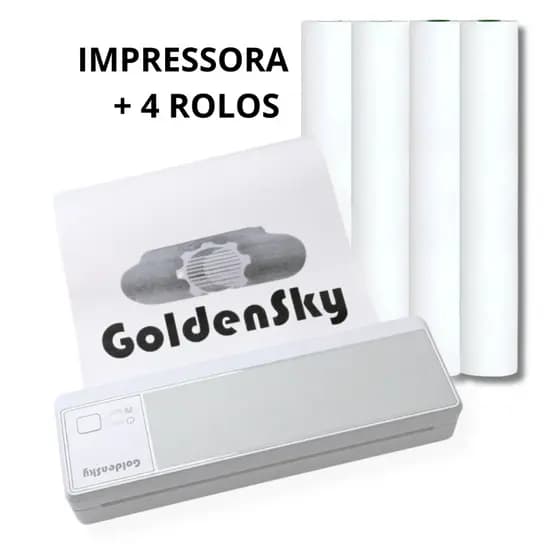 Impressora Térmica A4 Bluetooth Portátil Printer Goldensky Bobina sem uso de ribbon