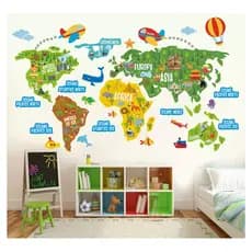 Adesivo Mapa Mundi Infantil 2,40m² Já Recortado Grande E Você Aplica Como Quiser M10