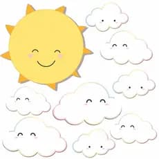 Adesivo Parede Infantil Sol Nuvens Solzinho Nuvem Céu C43
