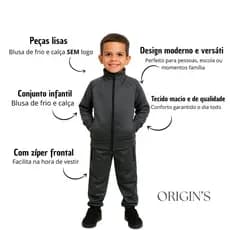 Blusa Mais Calça Infantil  Infantil Masculino Liso, Com Bolsos, Ziper
