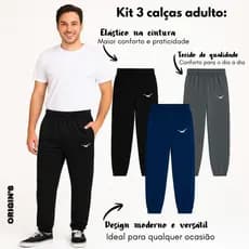 Kit 3 Calças Adulto Jogger Com Refletivo