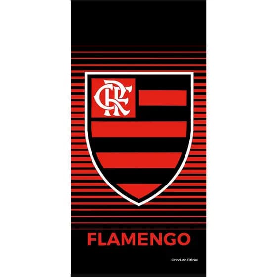 Toalha de Praia Buettner Flamengo Aveludada 100% Algodão 290g/m2 - Vermelho - 70x140cm