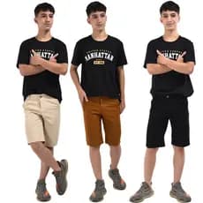 Kit 3 short bermuda jeans sarja MENINOS 10 ao 16 coloridos