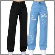 Kit 2 Calças Jeans Wide Leg Menina Infantil e Juvenil