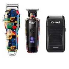 Kit Máquinas Corte E Acabamento Barbeiro Profissional  Kemei Grafite Max 2092 Km 5090 Km Shaver 1102
