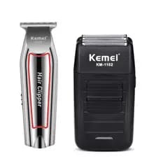 Kit Com Duas Máquina De Barbear Profissional Corte + Acabamento kit Para Barbearia Kemei 1102 + 032