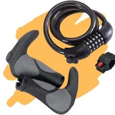Kit de Bike Completo Cadeado de segurança Com Senha + Par de Manoplas Com Barend