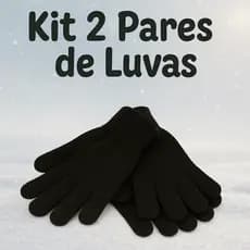 Luvas Pretas Infantil Kit 2 Pares Frio Menina Menino Moda Inverno
