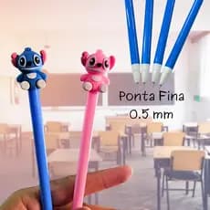 Caneta Stitch Criativa Ponta Fina Escolar Material Estudantil Escritório