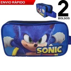 Estojo Escolar Sonic para Lápis Borracha com 2 Divisórias