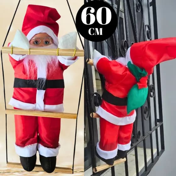 Papai Noel Natal Subindo Escada 60 cm Escalador Enfeite Escalando
