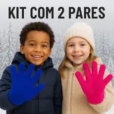Kit 2 Luvas Frio Infantil Moda Inverno Cores Sortidas Lisa Criança Estilo