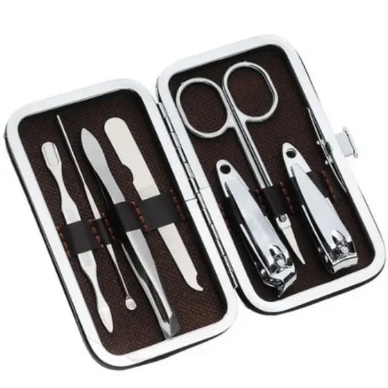 Kit Manicure Viagem - Sortido Alicate Unha Pinça kit com 7 Unidades Com Estojo