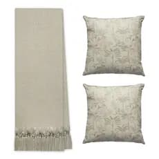 Kit Manta Xale de Sofá Peseira Grande Decorativa Com 2 Capas de Almofada