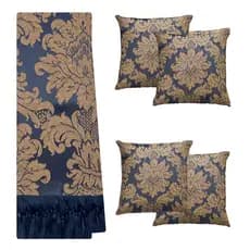Kit Manta Xale Protetora Para Decoração Sofá e Cama com 4 Almofadas Cheias