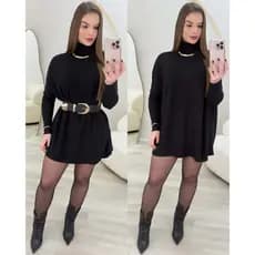 Vestido Feminino Curto para frio Poncho Lanzinha com gola alta inverno blusão feminino INVER...