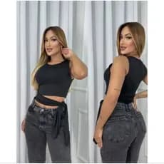 Blusa Feminina Cropped com Amarração Lateral - Modelo Ana, Suplex Duplo, Sem Bojo Roupas
...