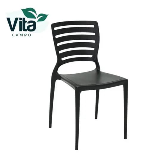 Kit 4 Cadeiras Sofia Preta Tramontina com Encosto Horizontal Restaurante Jardim Resistente