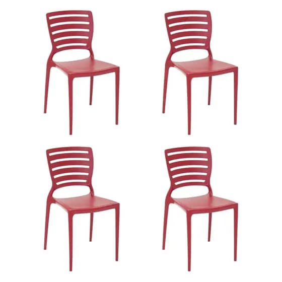 Kit 4 Cadeiras Tramontina Sofia Vermelha Restaurante Lanchonete Jardim Resistente