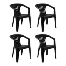 4 Cadeiras Atalaia Preto Tramontina P/Restaurante Igreja Bar Jardim 154kg