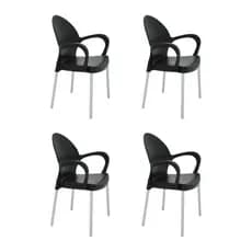 Kit 4 Cadeiras Tramontina Grace Preta P/Sala De Jantar Restaurante Jardim