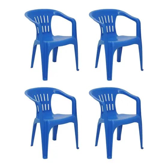 4 Cadeiras Atalaia Azul Tramontina P/Restaurante Igreja Bar Jardim 154kg