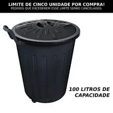 Lixeira 100 Litros Com Tampa E Rodas Preta ArqPlast