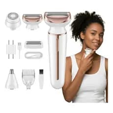 Máquina Depilador Elétrico Feminino 4 Em 1 Pelos Íntimos Corpo Facial Nariz Sobrancelha Recarregável