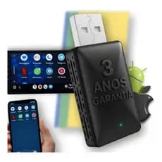 Adaptador Carplay E Android Auto Sem Fio Conversor Automotivo Universal Plug Play 2 em 1