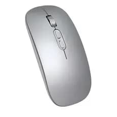 Mouse Bluetooth Prateado Recarregável Genérico Mac Clean Sem Fio Silencioso Triplo Modo