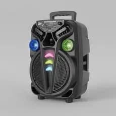 Caixa De Som Potente Com Microfone Frontal Karaokê Portátil Bluetooth Led Controle Bateria Recarregável