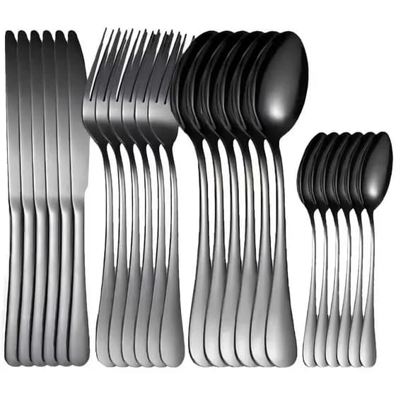 Utensílio De Cozinha Jogo De Talheres Premium Kit 24 Peças Aço Inox Mesa De Jantar