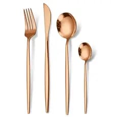 jogo de talheres louça suplat inox utensilios de cozinha talheres dourados slim Kit 4 Peças de Luxo