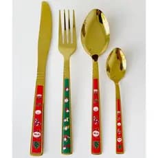 Natal talheres faqueiro de natal 24 peças em aço inox ideal para mesa posta ceia de natal