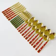 Faqueiro talheres de NATAL kit com 24 peças para mesa posta natalina