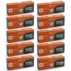 Kit 10 Caixas Grampo 26/6 Galvanizado Para Grampeador 5000 Unidades Escritório Papelaria