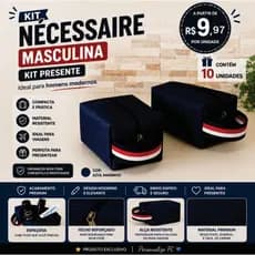 KIT COM 10 Necessaire Masculina Box com Alça Lateral,PRESENTES PARA HOMENS,PRESENTE PAI
