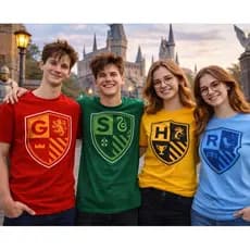 Camiseta Harry Potter Casas Mágicas Geek Unissex Vermelha Verde Amarela Azul