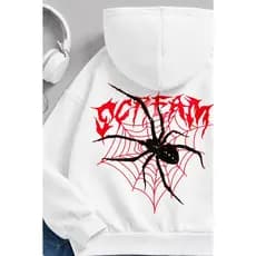 Moletom Canguru Branco Spider Aranha Vermelha Em Algodão De Qualidade Envio Rápido